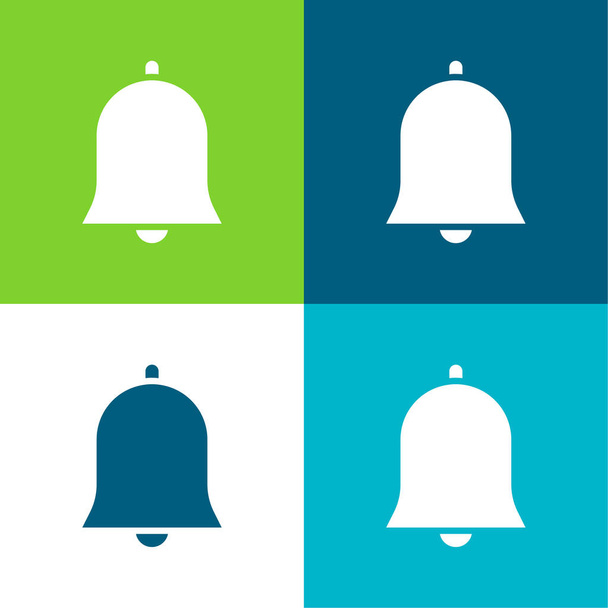 Bell Επίπεδη τέσσερις χρώμα ελάχιστο σύνολο εικονιδίων - Διάνυσμα, εικόνα