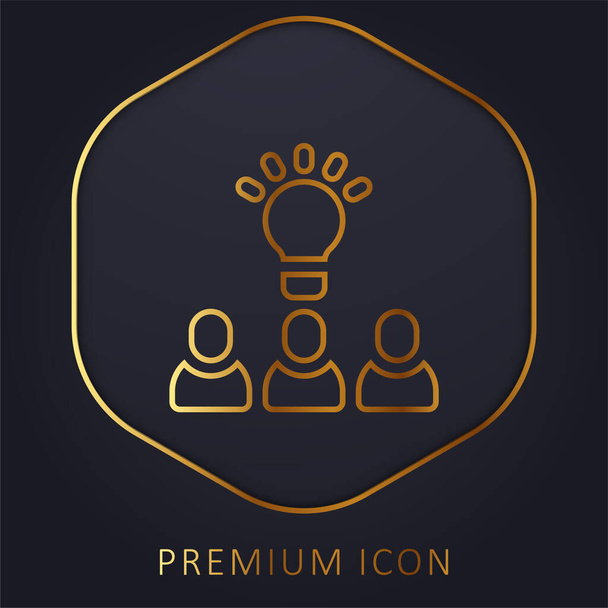 Brainstorm línea dorada logotipo premium o icono - Vector, Imagen