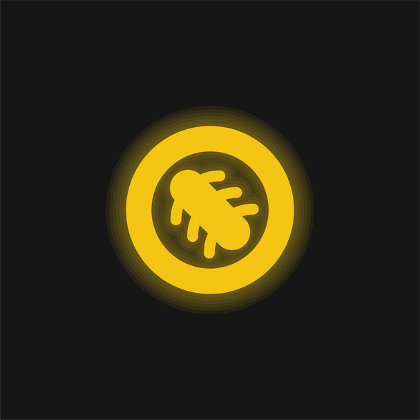 Bacteria Close Up yellow glowing neon icon - Vector, Image
