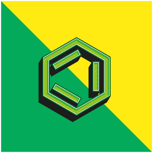 Benzol Grünes und gelbes modernes 3D-Vektorsymbol-Logo - Vektor, Bild