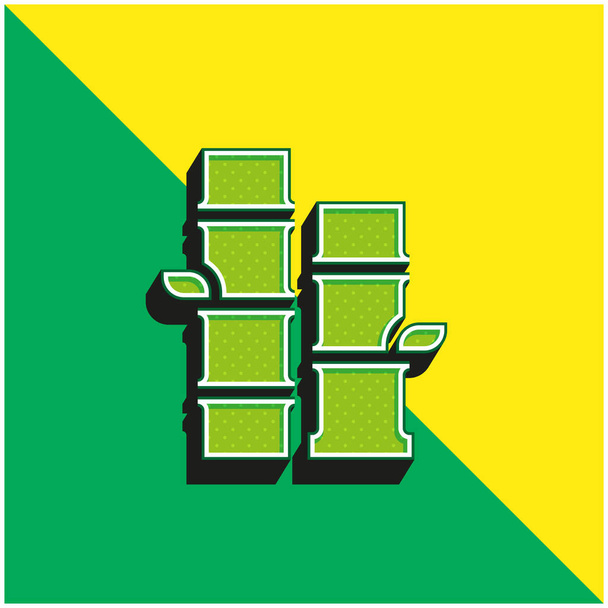Bambou Logo vectoriel 3D moderne vert et jaune - Vecteur, image