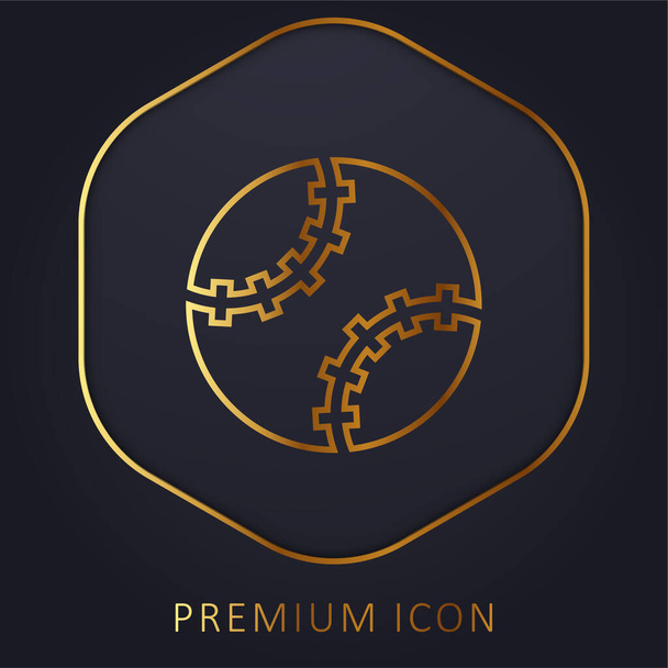Baseball míč zlatá čára prémie logo nebo ikona - Vektor, obrázek
