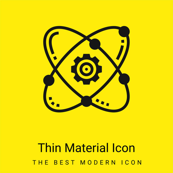 Atom minimális fényes sárga anyag ikon - Vektor, kép