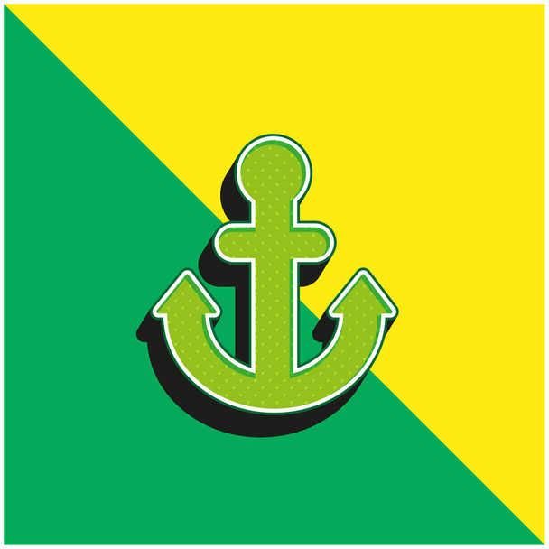 Ancla verde y amarillo moderno vector 3d icono del logotipo - Vector, Imagen