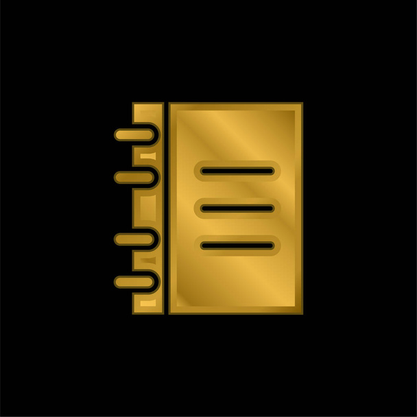 Agenda chapado en oro icono metálico o logo vector - Vector, imagen