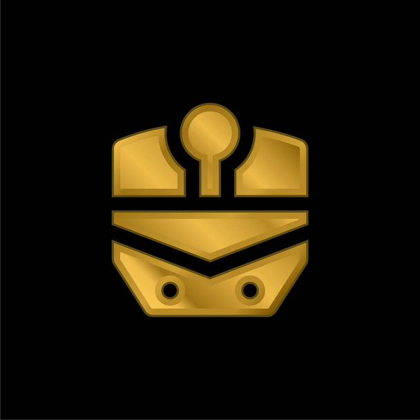 Barco banhado a ouro ícone metálico ou vetor logotipo - Vetor, Imagem