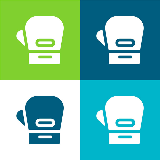 Boxing Gloves Flat four color minimal icon set - Vector, Image