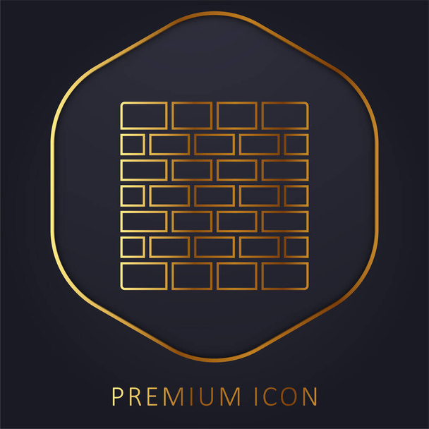 Brick Wall arany vonal prémium logó vagy ikon - Vektor, kép