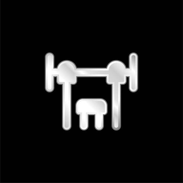 Bench Press silver plated metallic icon - Vector, Image