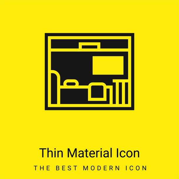 Dormitorio mínimo icono de material amarillo brillante - Vector, Imagen