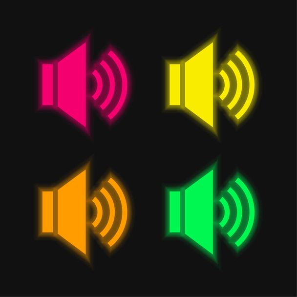 オーディオ4色のネオンベクトルアイコン - ベクター画像
