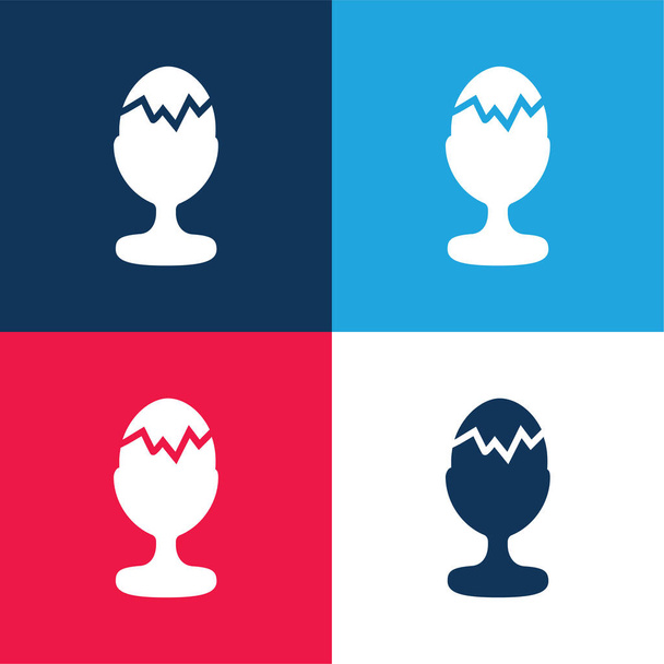 Conjunto de iconos mínimo de cuatro colores azul y rojo hervido - Vector, imagen