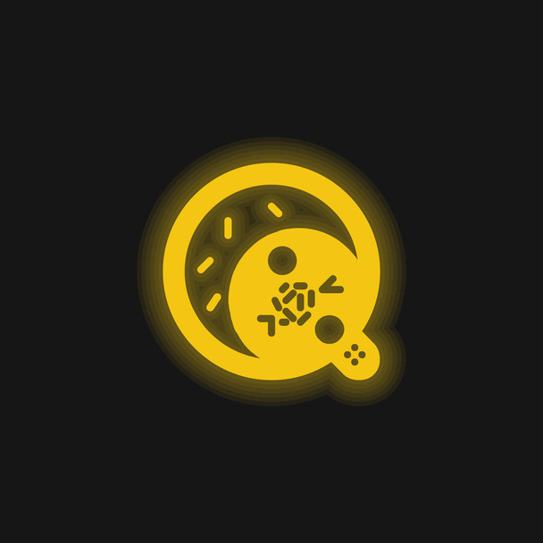 Bakterie žlutá zářící neonová ikona - Vektor, obrázek