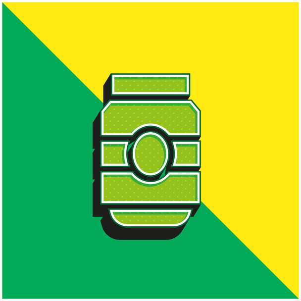 Bira kutusu yeşil ve sarı 3d vektör simgesi logosu - Vektör, Görsel