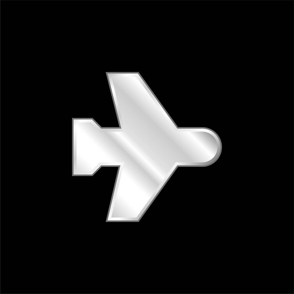 Mode avion argent plaqué icône métallique - Vecteur, image