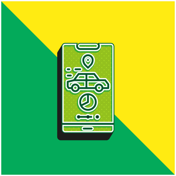 Uygulama Yeşil ve sarı modern 3d vektör simgesi logosu - Vektör, Görsel