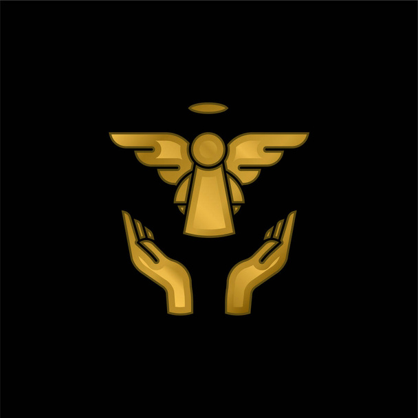 Anjo banhado a ouro ícone metálico ou vetor logotipo - Vetor, Imagem