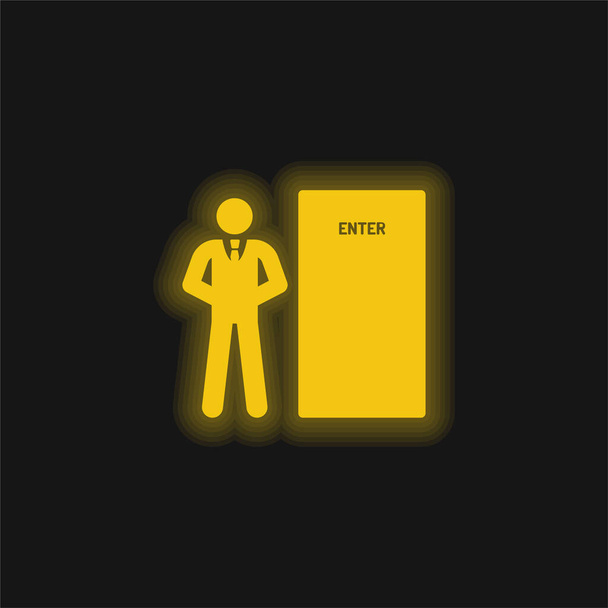 Bodyguard jaune brillant icône néon - Vecteur, image