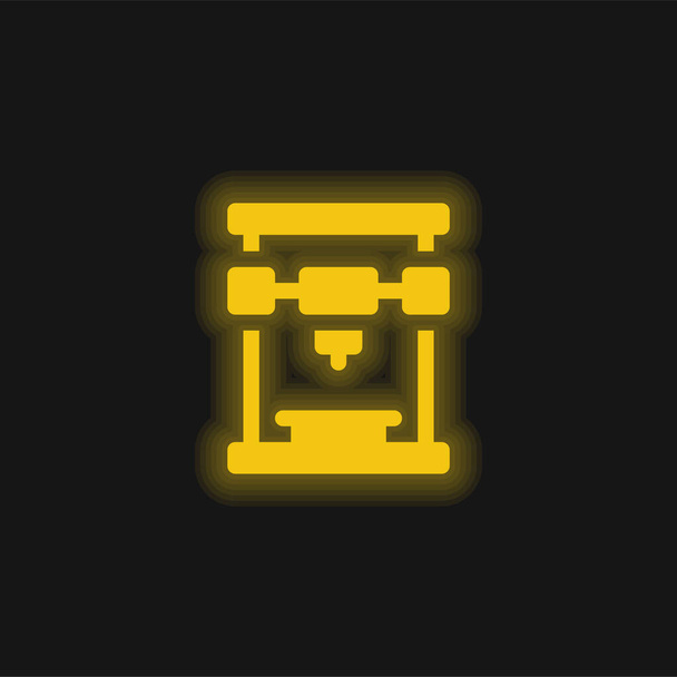 3d stampante giallo incandescente icona al neon - Vettoriali, immagini