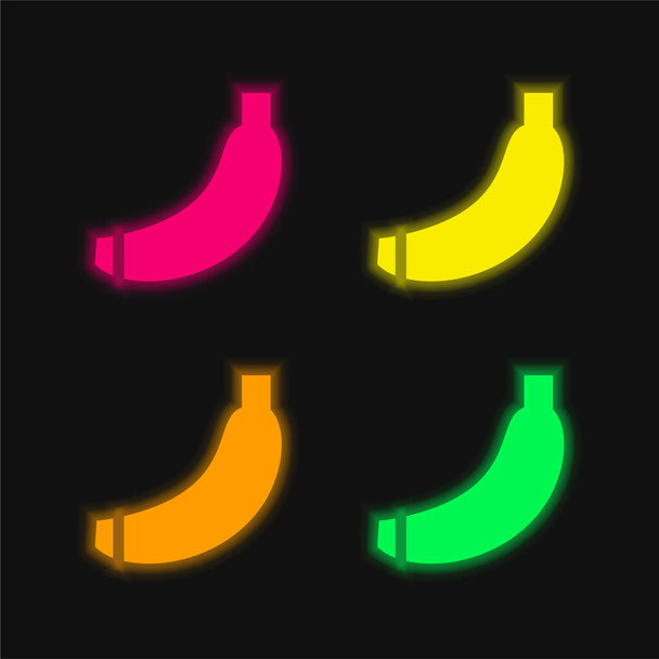 Banana four color glowing neon vector icon - Vector, Image