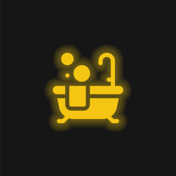 Bath yellow glowing neon icon - Vector, Image