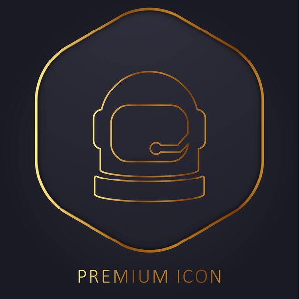Astronaut Helmet golden line premium logo or icon - Vector, Image