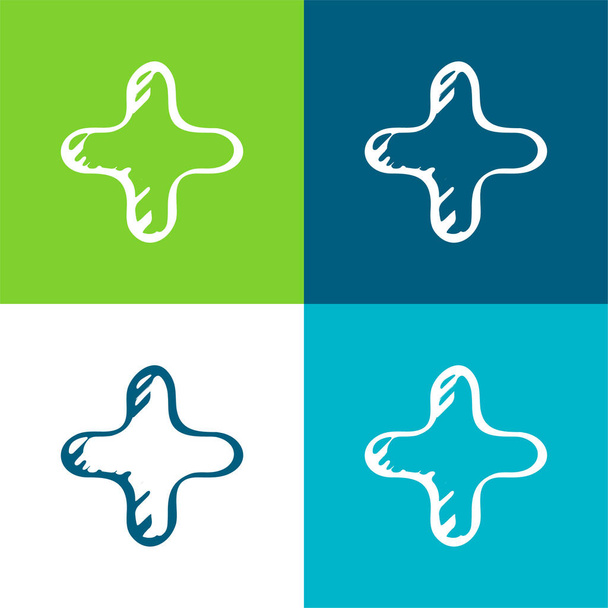 Añadir Sketched Symbol Flat conjunto de iconos mínimo de cuatro colores - Vector, imagen