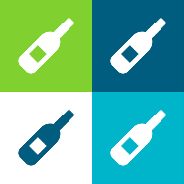 Alcohol platte vier kleuren minimale pictogram set - Vector, afbeelding