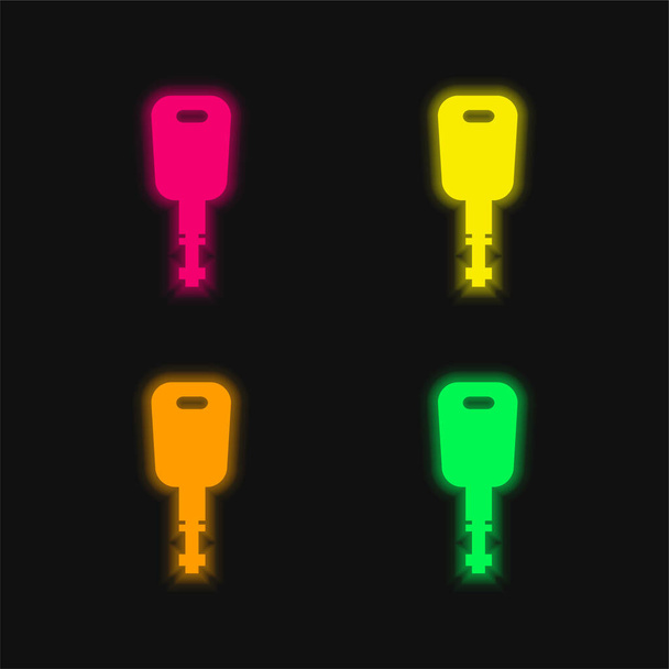 Black Modern Key Shape four color glowing neon vector icon - Vector, Image