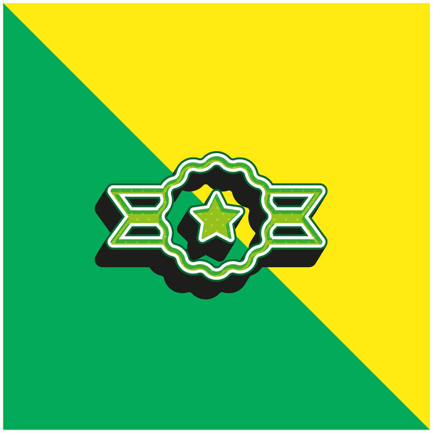 Badge Green and yellow modern 3d vector icon logo - Vector, Image