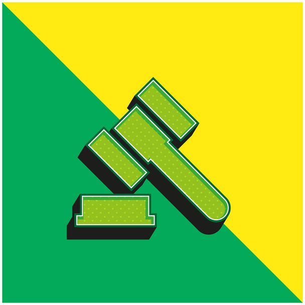 Leilão Verde e amarelo moderno logotipo vetor 3d ícone - Vetor, Imagem