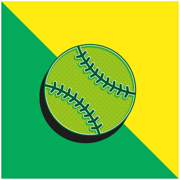 Baseball Verde e amarelo moderno logotipo vetor 3d ícone - Vetor, Imagem