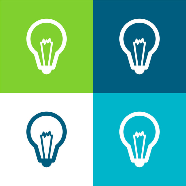 Velká žárovka Byt čtyři barvy minimální ikona nastavena - Vektor, obrázek