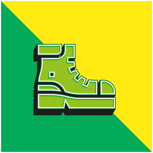 Boots Green and yellow modern 3d vector icon logo - Vector, Image