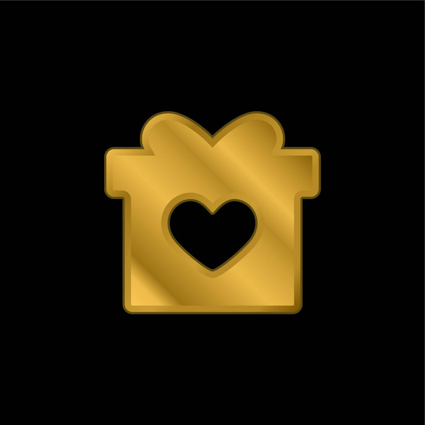 Geburtstagsgeschenk vergoldet metallisches Symbol oder Logo-Vektor - Vektor, Bild