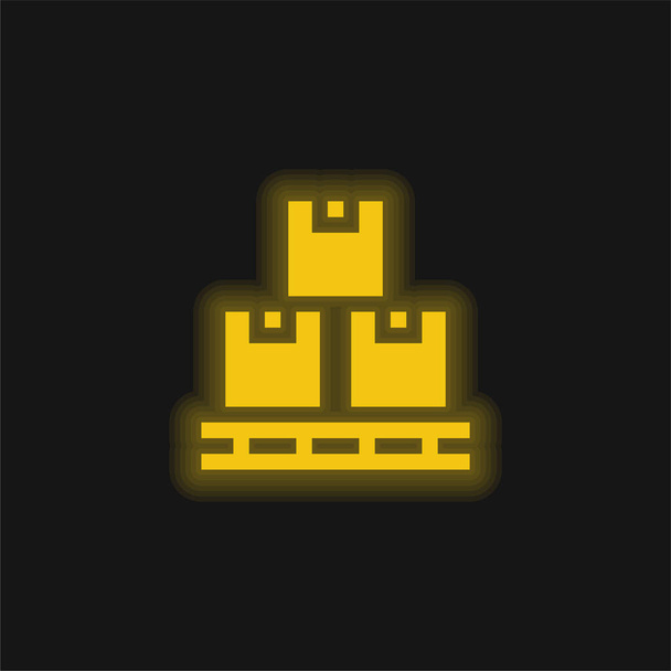 Doboz sárga izzó neon ikon - Vektor, kép