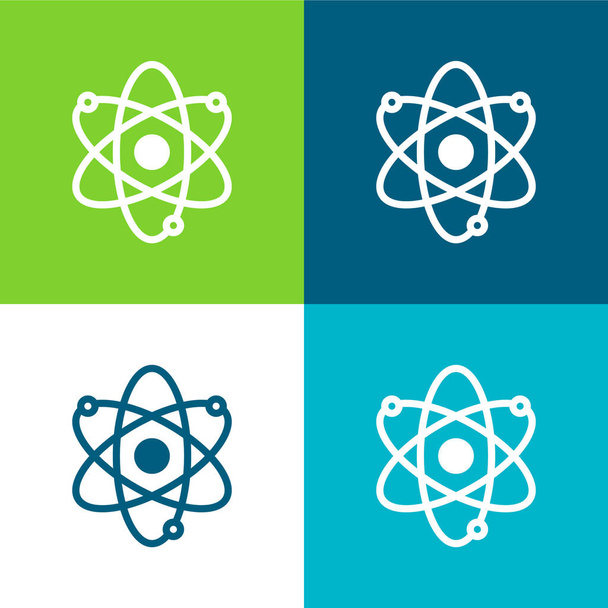 Atom Flat čtyři barvy minimální ikona nastavena - Vektor, obrázek