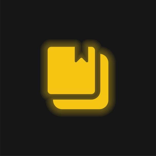 Könyvek Könyvjelző sárga izzó neon ikon - Vektor, kép