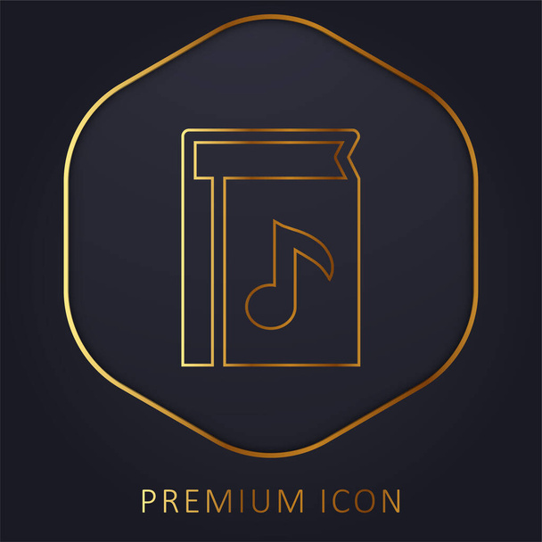 Livro de música linha dourada logotipo premium ou ícone - Vetor, Imagem