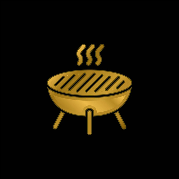 Bbq vergoldetes metallisches Symbol oder Logo-Vektor - Vektor, Bild
