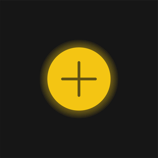 Gelbes leuchtendes Neon-Symbol hinzufügen - Vektor, Bild