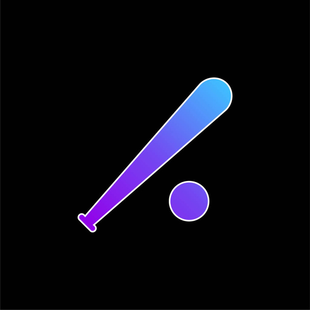 Bate de béisbol y bola azul gradiente icono de vector - Vector, Imagen