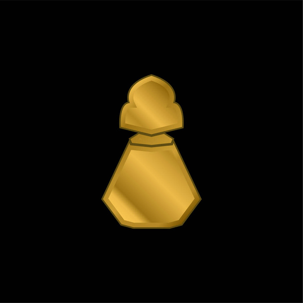 Botella Negro elegante silueta chapado en oro icono metálico o logo vector - Vector, Imagen