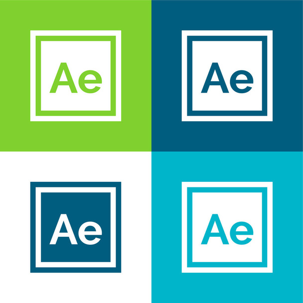 After Effects Flat four color minimal icon set - Vector, Image