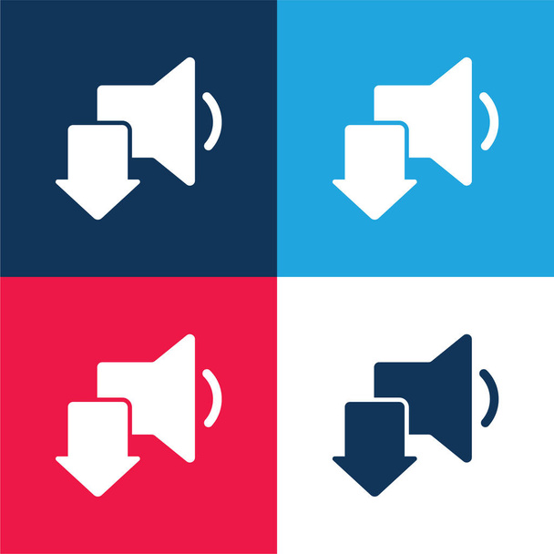Nyíl kék és piros négy szín minimális ikon készlet - Vektor, kép