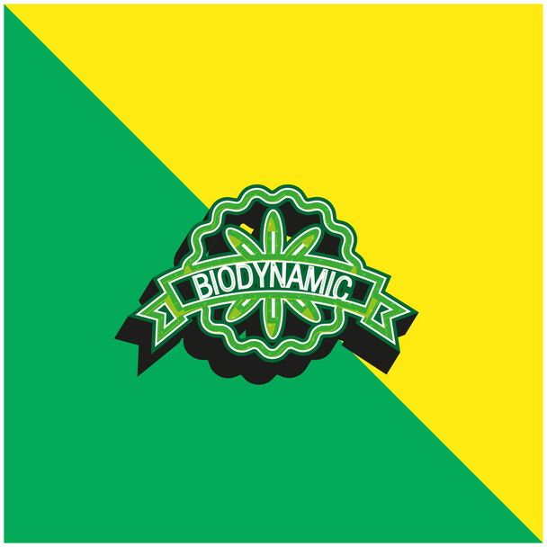 Biodynamische Badge Groen en geel modern 3D vector icoon logo - Vector, afbeelding