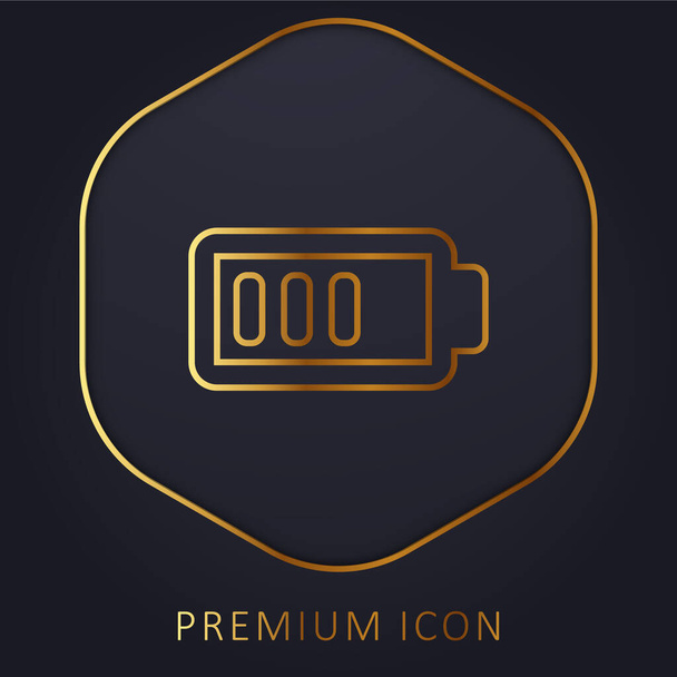 Carga de la batería casi completa línea dorada logotipo premium o icono - Vector, Imagen
