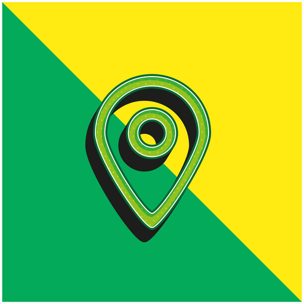 Grande mappa segnaposto delineato simbolo di interfaccia verde e giallo moderno logo icona vettoriale 3d - Vettoriali, immagini