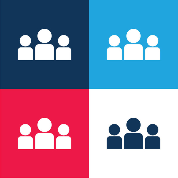 About Us blue and red four color minimal icon set - Vector, Image