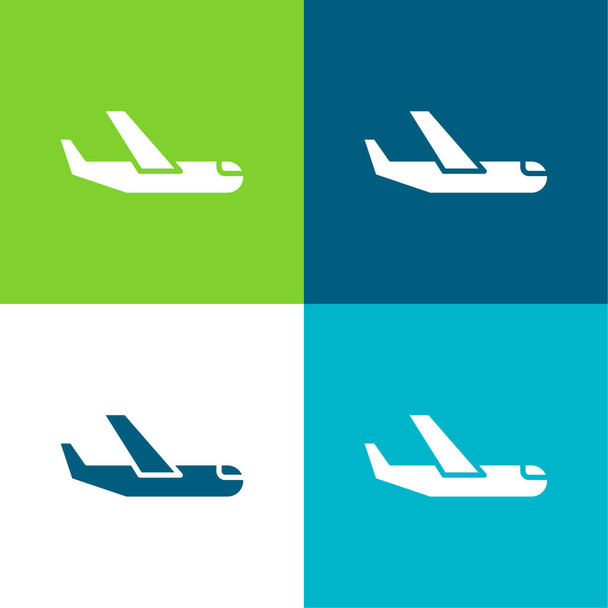 Letadlo Byt čtyři barvy minimální ikona nastavena - Vektor, obrázek